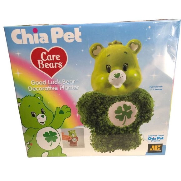 Chia Pet Care Bears Good Luck Bear Decorative Pottery Planter Green NIB Sealed - Picture 5 of 11